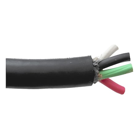 Portable Cord, W, 6 AWG, 4 C, Black, Rubber Blend, Stranded, 2000V, 50 ft