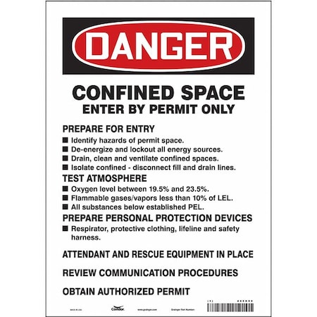 Safety Sign, 14 in Height, 10 in Width, Vinyl, Vertical Rectangle, English, 465K59