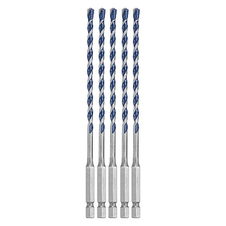 4-Cutter Hammer Drill Bit 3/16" x 6.000"L, Hex, 5PK