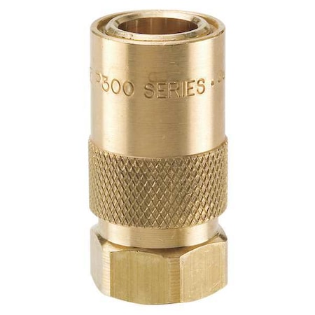 Hydraulic Quick Connect Hose Coupling, Brass Body, Sleeve Lock, 1/4"-18 Thread Size, Moldmate Series