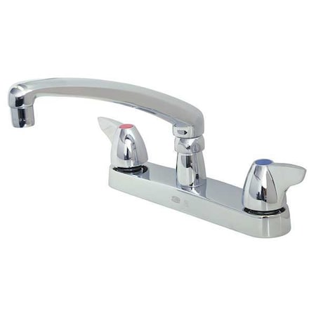 Low Arc Kitchen Faucet, Manual, 8" Mount, 2 Hole Commercial