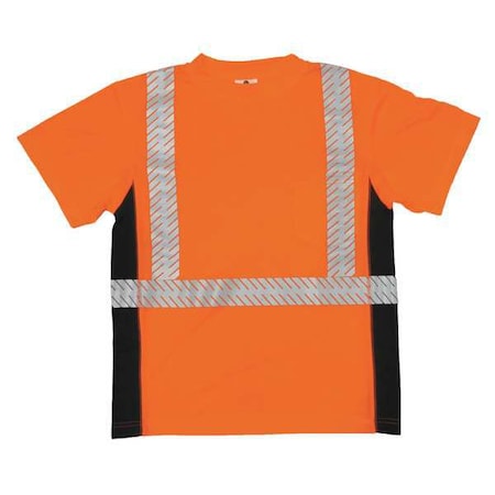 Unisex Short Sleeve Hi-Vis Black Sided T-Shirt, Polyester, Orange, 5XL