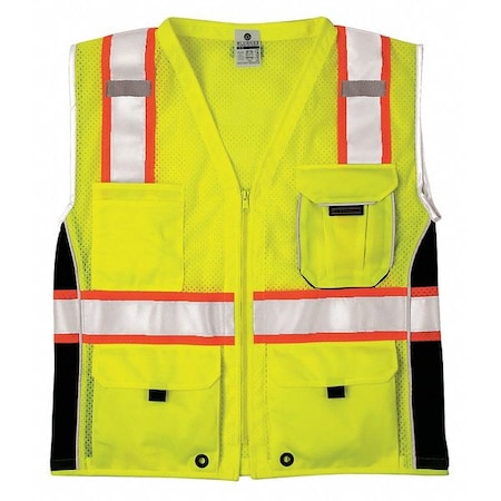 Large Black Panels Safety Vest, Lime