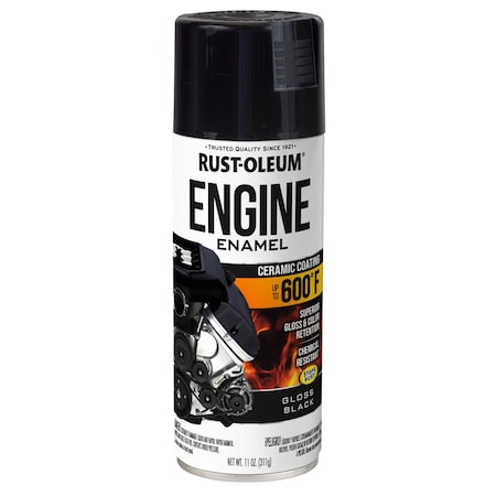 Automotive 600 Degrees F Engine Enamel Spray, Black, Gloss, 11 oz