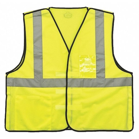 Lime Safety Vest ID Badge Holder,2XL/3XL