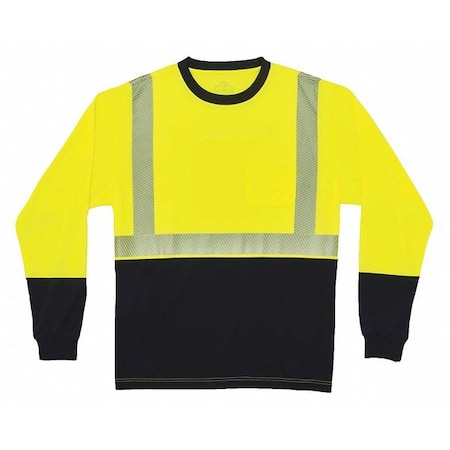 Black Front Perf. Lng Slv Shirt,XL,Lime, Polyester, Black, Lime, XL