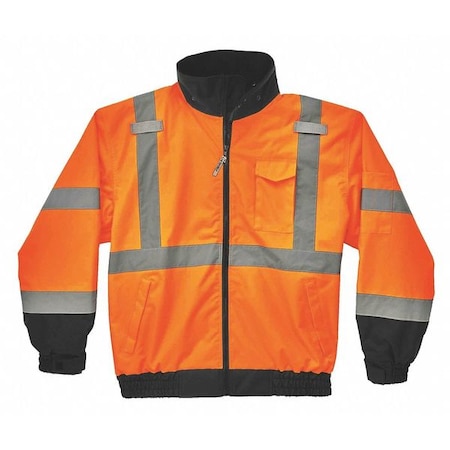 Hi-Vis 2-in-1 Bomber Jacket, Oxford Polyester, Class 3 Hi-Viz Orange, 2XL
