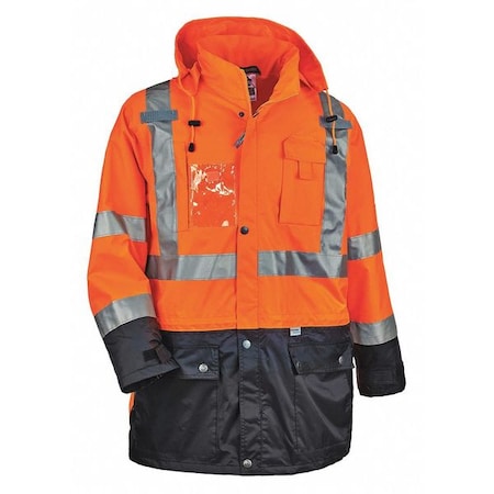 Hi-Vis Jacket, 300D Oxford Polyester Outer Shel, Class 3 Type R, Orange/Black, S