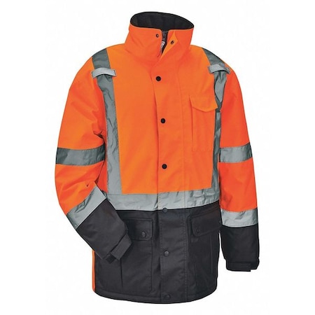 Hi-Vis Parka, 300D Oxford Polyester, Class 3 Type R, Hi-Viz Orange, M