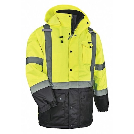 Hi-Vis Parka, 300D Oxford Polyester, Class 3 Type R, Hi-Viz Lime, 4XL