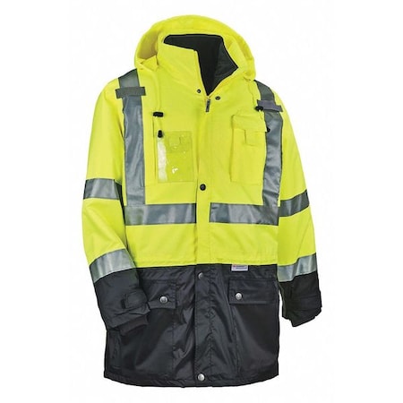 Hi-Vis Thermal Jacket Kit, 300D Oxford Polyester, Hi-Viz Lime, 5XL