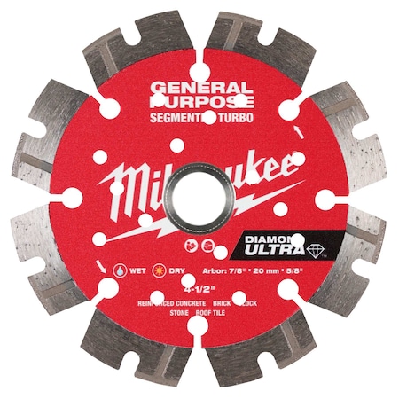 4-1/2" DIAMOND ULTRA Segmented Turbo, General Purpose Diamond Blade