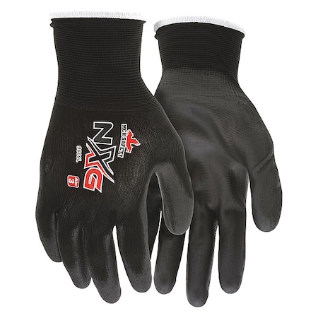 Coated Gloves, Polyurethane, Smooth, Palm, 4 Abrasion Level, Black, S (7) 1 PR