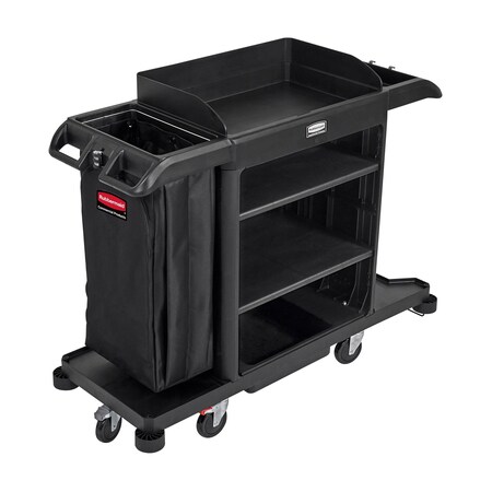 Housekeeping Cart,Plastic Frame,Black