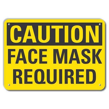 Face Mask Required Sign, 14" W x 10" H, English, Recycled Plastic, Yellow