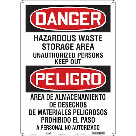 Safety Sign, 20 in H, 14 in W, Vertical Rectangle, English, Spanish, 472P92