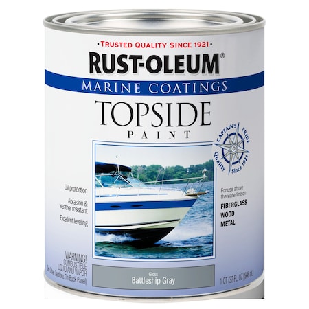 Marine Coatings Topside Paint, Battleship Gray, Gloss, 1 Qt