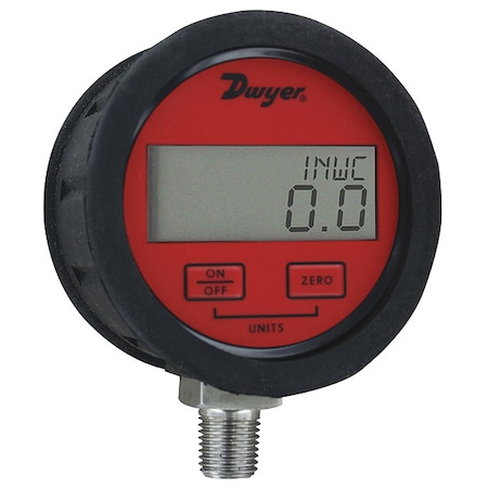 Digital Process Pressure Gauge, 0 to 30 psi, 3 in Dial, 1/4 in NPT, Bottom Location