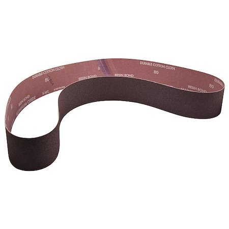 Sanding Belt, 2 1/2 in W, 60 in L, Coated, Aluminum Oxide, 180 Grit, Fine, R228 Metalite, Brown