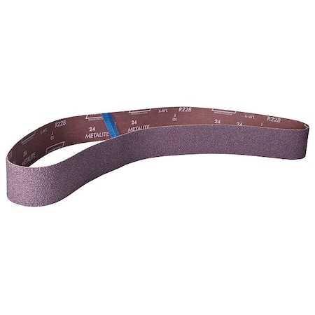 Sanding Belt, 4 in W, 54 in L, Coated, Aluminum Oxide, 60 Grit, Coarse, R228 Metalite, Brown