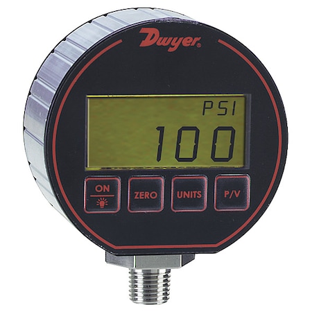 Digital Process Pressure Gauge, 0 to 1000 psi, 3 in Dial, 1/4 in NPT, Bottom Location