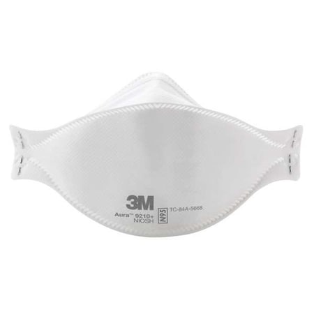 Particulate Respirator, N95, Aura, Flat-Fold, Dual Straps, Nose Foam, Metal Nose Clip, M, PK 20