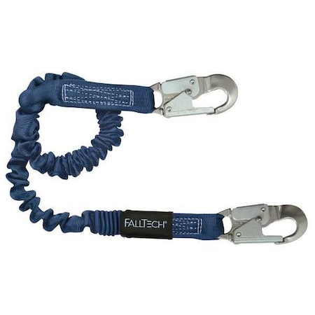 Elastic Shock Absorbing Lanyard, 4 ft. to 6 ft. Length, Snap Hook, Aluminum, 1 Leg(s)