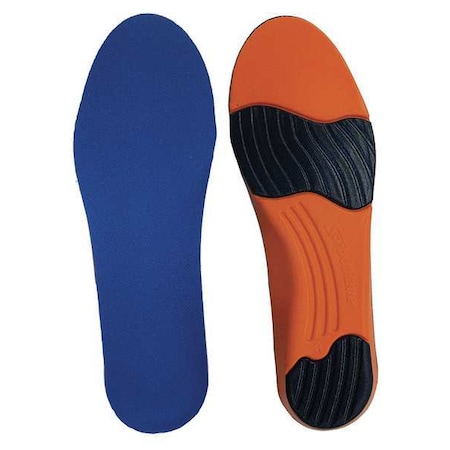 Insole, Fabric Cover, Polyurethane, Sorbothane, Orange/Blue, Men 6-1/2 to 7-1/2, Women 9 to 10