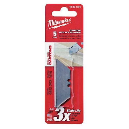 Carton Utility Knife Blades, PK5