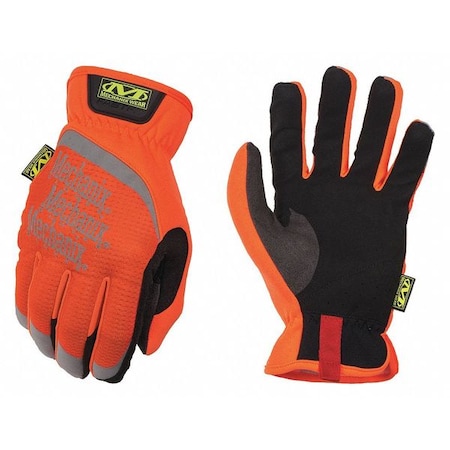Hi-Viz FastFit(R) Hi-Vis Mechanics Gloves, Synthetic Leather Palm, TrekDry Back, 8, Orange