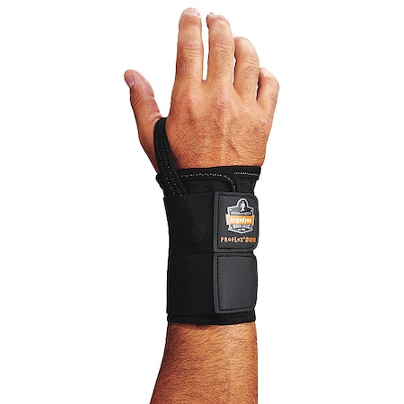 Wrist Support, Elastic, Double Strap, Left, Black, Size M