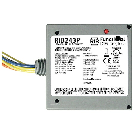 Enclosed Pre-Wired Relay,20A at 300VAC,3PST