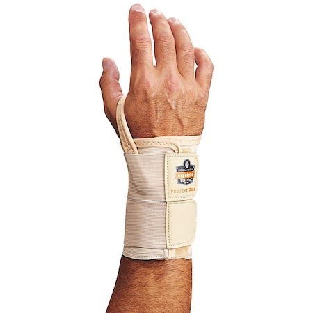 Wrist Support, Elastic, Double Strap, Right, Tan, Size M
