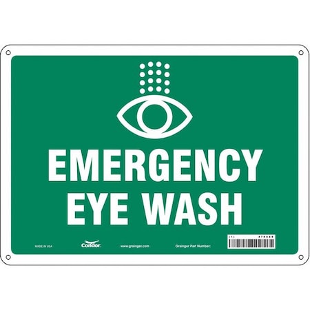 Emergency Eye Wash, 14 in W x 10 in H, Horizontal Rectangle, Aluminum, 470X80
