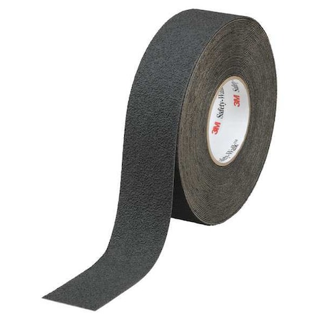 Anti-Slip Tape, Synthetic Rubber, Non-Abrasive, 45 mil Thickness, 1 in Wide, 60 ft Long, Solid Black