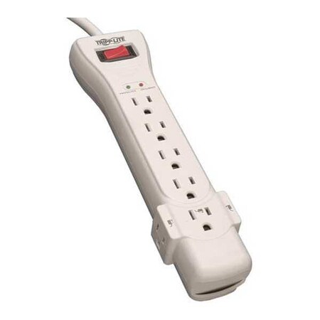 Power Strip, Surge, 5-15R, 5-15P, 7 ft., Light Gray