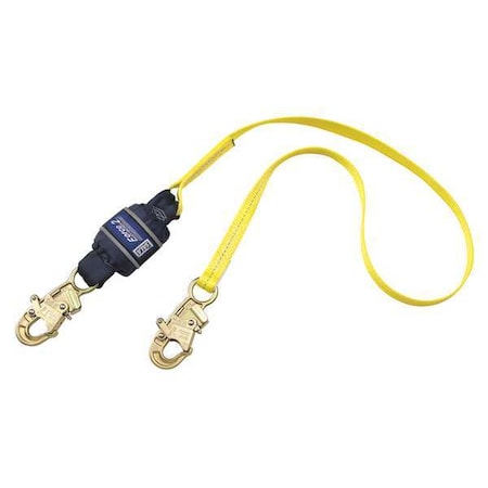 Force(TM)2 Shock Absorbing Lanyard, 6 ft. Length, Snap Hook, Steel, 1 Leg(s)
