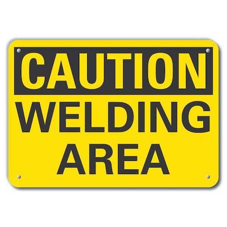 Caution Sign, 10 in Height, 14 in Width, Plastic, Horizontal Rectangle, English