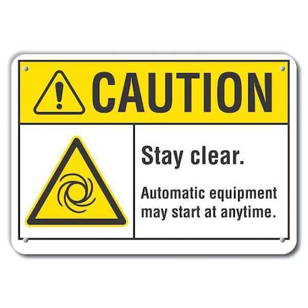 Caution Sign, 10 in Height, 14 in Width, Plastic, Horizontal Rectangle, English