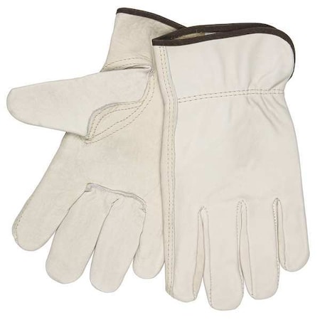 Leather Drivers Gloves, Cowhide, Shirred Slip-On, Keystone Thumb, Gunn Cut, Cream, XL 1 PR