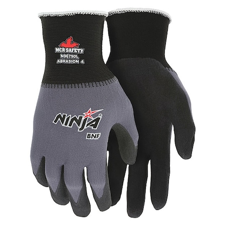 Coated Gloves, Foam Nitrile, Foam, Palm, Not Tested Abrasion Level, Gray, 2XL (11) 1 PR