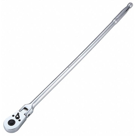 1/2" Drive 72 Geared Teeth Pear Head Style Hand Ratchet, 25" L, Chrome Finish