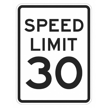 Speed Limit 30 Traffic Sign, 24 in H, 18 in W, Aluminum, Vertical Rectangle, T1-5023-EG_18x24