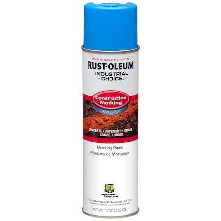 Construction Marking Paint, 17 oz., Caution Blue, Water -Based
