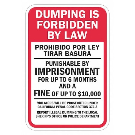 Facility Sign, 18 in H, 12 in W, Aluminum, Vertical Rectangle, English, Spanish, T1-1682-HI_12x18