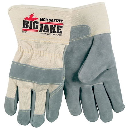 Big Jake(R) 1700 Leather Gloves, Safety Cuff Gray/Tan, 1 PR