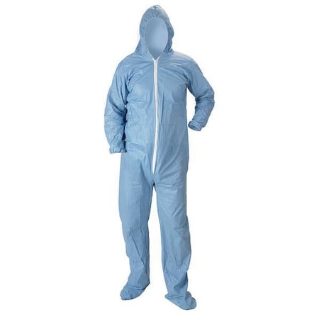 Flame-Resistant Hooded Coverall, 4Xl, Blue, Pyrolon(R) Plus 2