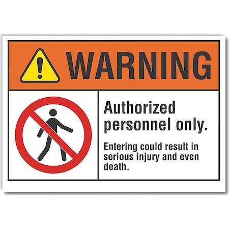 Warning Sign, 7 in H, 10 in W, Non-PVC Polymer, Vertical Rectangle, English, LCU6-0010-ED_10x7