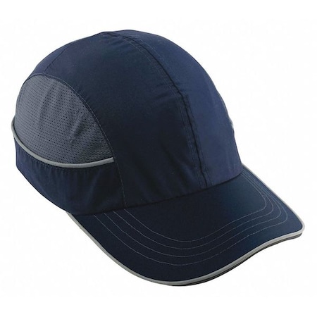 Bump Cap, Long Brim Baseball, ABS, Hook-and-Loop Suspension, Navy, Fits Hat Size XL