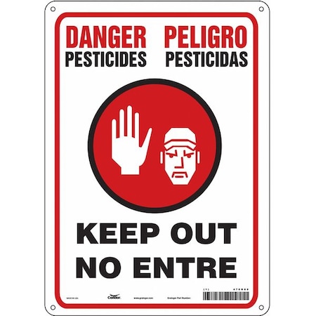Safety Sign, 14 in H, 10 in W, Vertical Rectangle, English, Spanish, 470N80